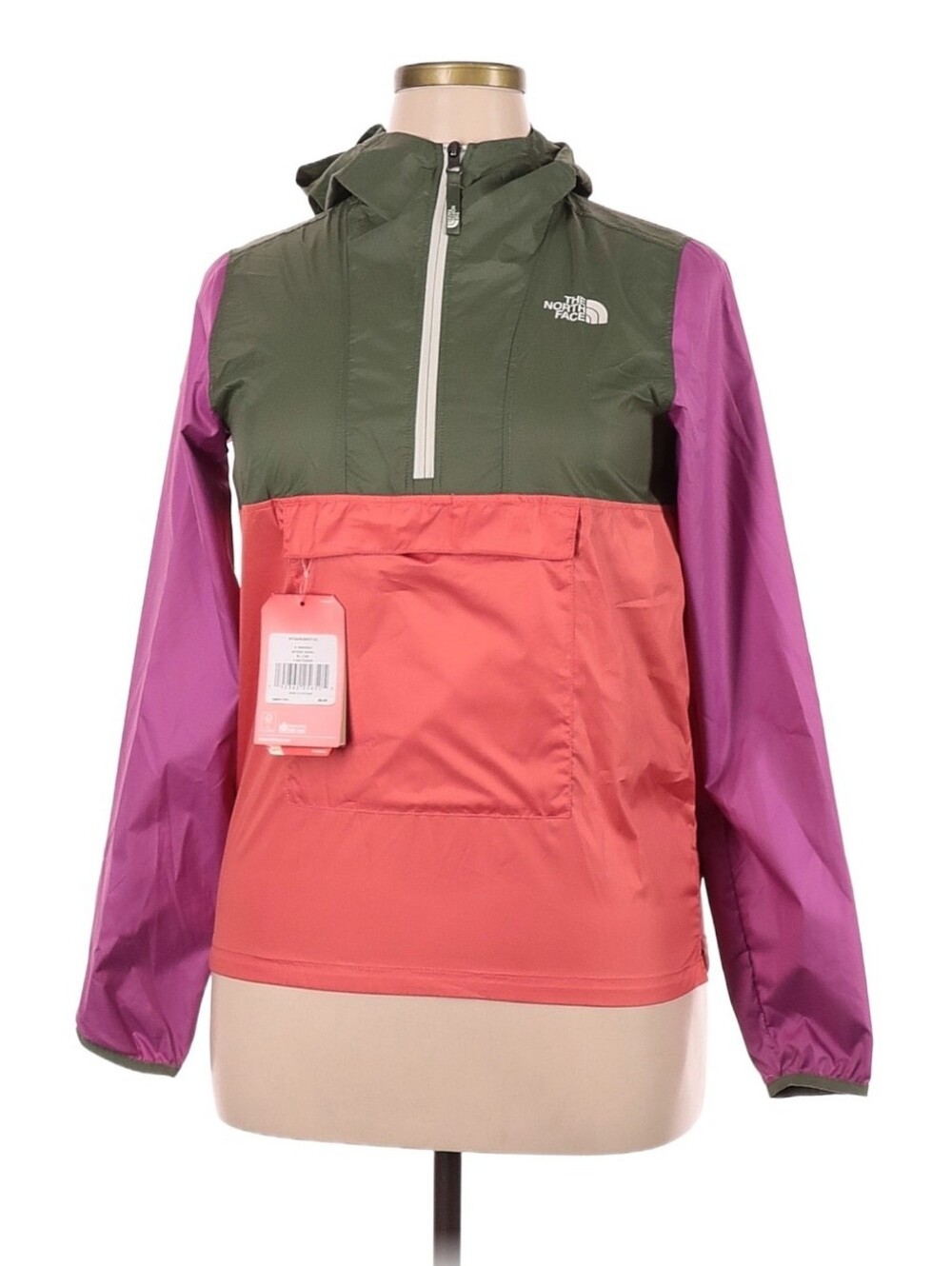 The North Face Women's Fanorak 2.0 Quarter-zip Windbreaker Olive Coral Magenta